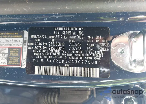 2024 Kia Sorento S z USA, uszkodzony, nr VIN 5XYRLDJC1RG273695